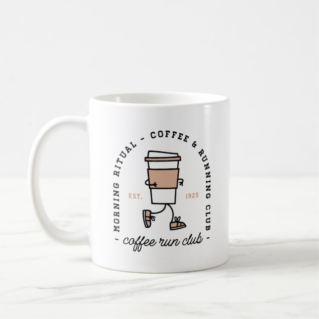 Caneca De Café Coffee run club funny running lovers aesthetic (Esquerda)