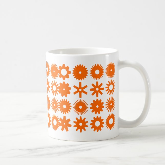 Caneca De Café Cogs - Laranja em Branco (Direita)