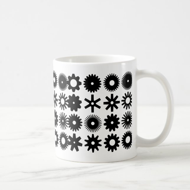 Caneca De Café Cogs - Preto em Branco (Direita)