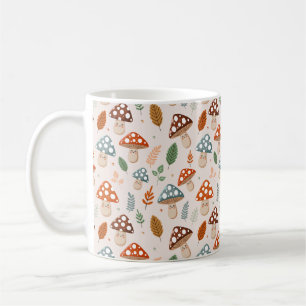 Caneca De Café Cogumelo, Folhagem de outono, Padrão da Natureza