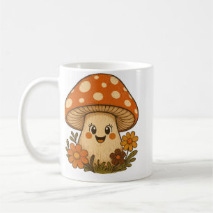 Caneca De Café Cogumelo Retro Sorridente Groovy