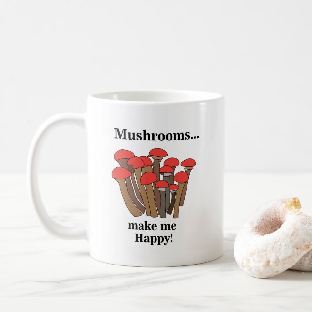 Caneca De Café Cogumelo Toadstool Cogumelos Vermelhos  (Com Donut)