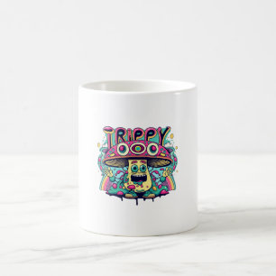 Caneca De Café Cogumelo Trippy Feliz