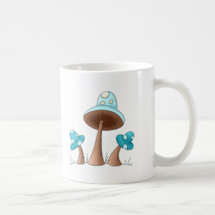 Caneca De Café Cogumelos azuis