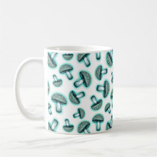 Caneca De Café Cogumelos Azuis Encantados - Mug de Café Branco