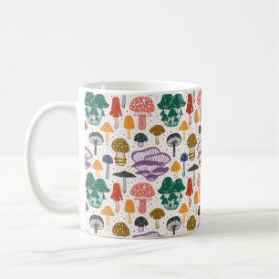 Caneca De Café Cogumelos florestais. Padrão sem costura, textura