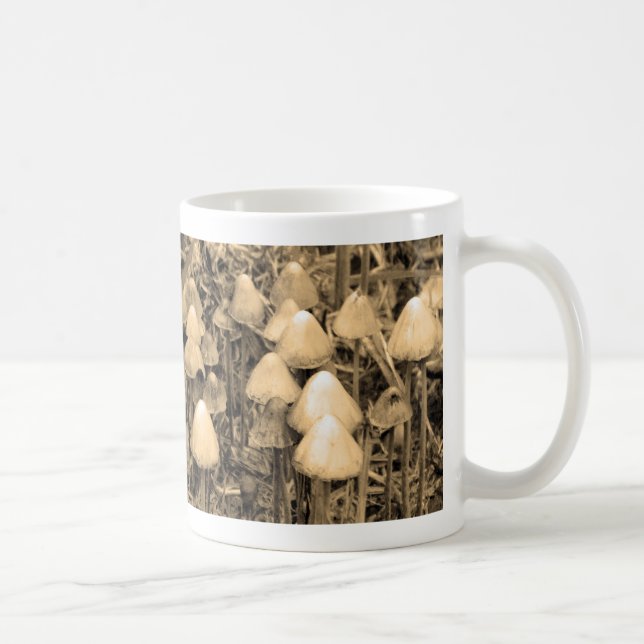 Caneca De Café Cogumelos na Sépia (Direita)