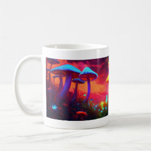 Caneca De Café Cogumelos Neon: Design de Mug Brilhante Psicodélic