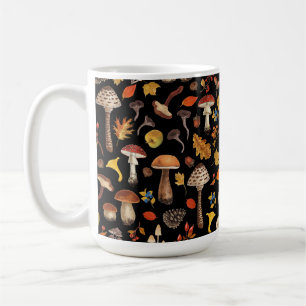Caneca De Café Cogumelos selvagens em preto