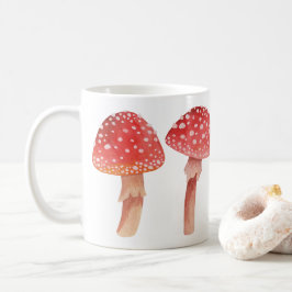 Caneca De Café Cogumelos vermelhos. Woodland fly agaric. Amanita