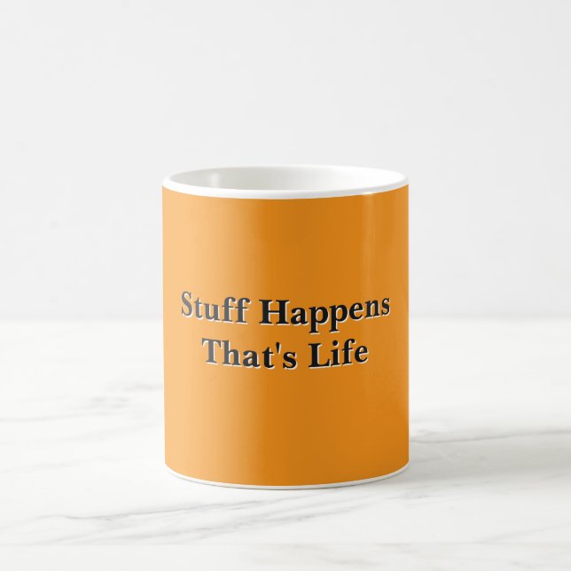 Caneca De Café Coisas Acontecem, É a Vida Laranja Marinha (Centro)