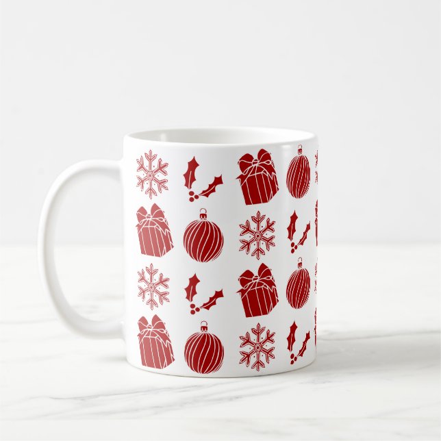 Caneca De Café Coisas de Natal - Floco de Neve, Azevinho, Present (Esquerda)