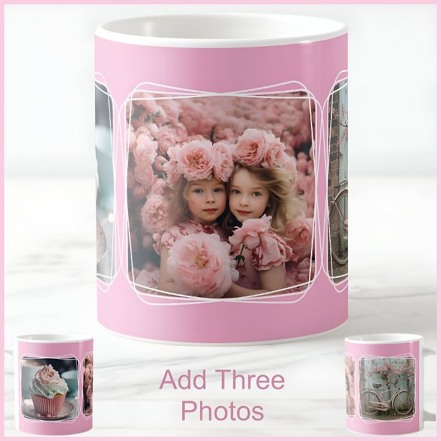 Caneca De Café Colagem 3 Foto Moderna Bonito rosa C90 (Criador carregado)