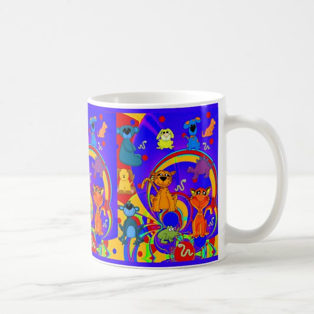 Caneca De Café Colagem Animal de Crianças de Mug (Direita)