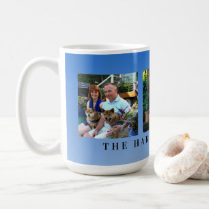 Caneca De Café Colagem da família de fotos azul 3 personalizada m