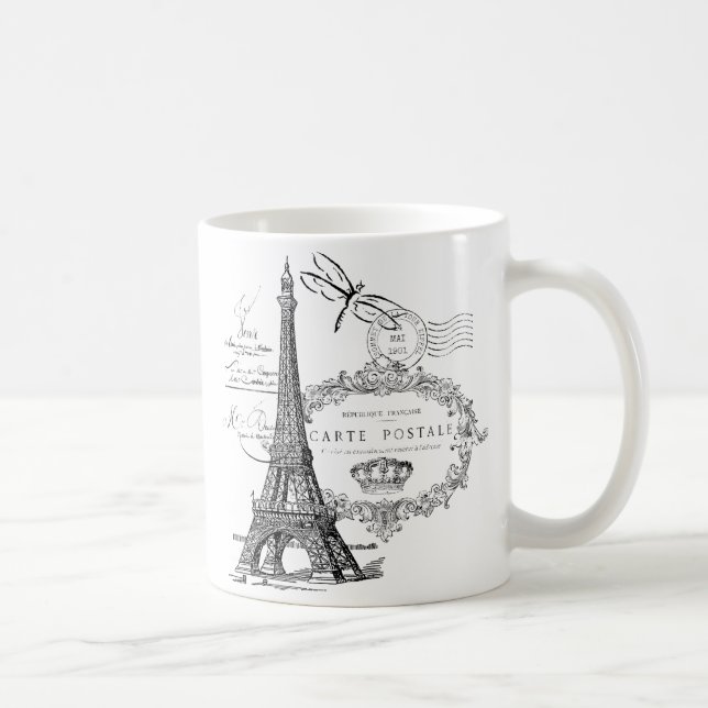 Caneca De Café Colagem da torre Eiffel (Direita)