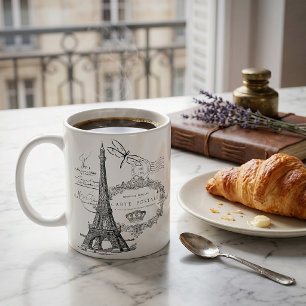 Caneca De Café Colagem da torre Eiffel