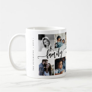 Caneca De Café Colagem de 10 fotos personalizadas com texto famíl