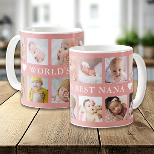 Caneca De Café Colagem de 12 Fotos Melhor Nana do Mundo Moderno R
