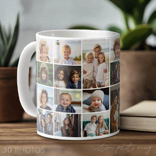 Caneca De Café Colagem de 30 fotos - grelha de fotos pequenas