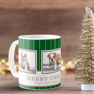 Caneca De Café Colagem de 3 Fotos de Cachorro Natal Feliz