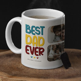 Caneca De Café Colagem de 4 Fotos 'Melhor Pai do Mundo' com Vibe