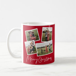 Caneca De Café Colagem de 4 Fotos Natal Feliz Moderna