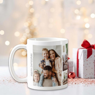 Caneca De Café Colagem de 5 Fotos de Natal Família