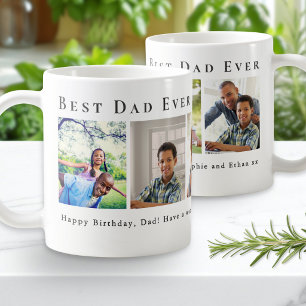 Caneca De Café Colagem de 5 Fotos Personalizadas Melhor Pai do Mu