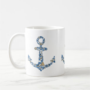 Caneca De Café Colagem de Âncora Náutica