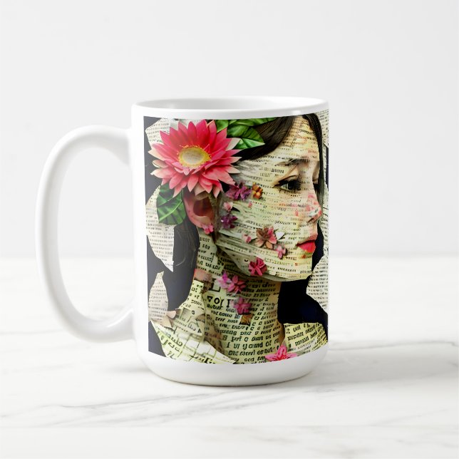 Caneca De Café Colagem de Arte de Mulheres bonito (Esquerda)