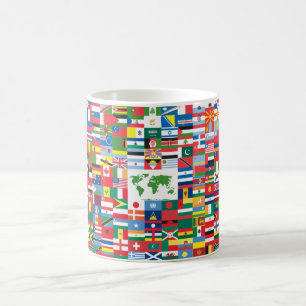 Caneca De Café Colagem de bandeiras de país do mundo inteiro