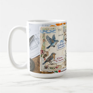Caneca De Café Colagem de Caderno de Recortes Vintage Inovação Cu