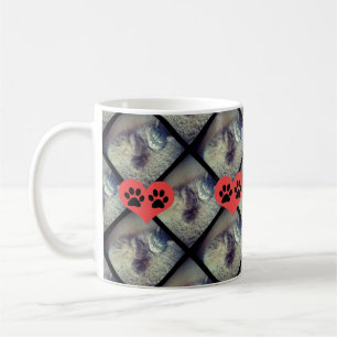 Caneca De Café Colagem de Cat com PawPrints por Shirley Taylor