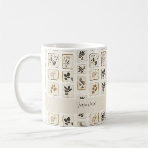 Caneca De Café Colagem de Flor Prensada Nome Botânico Farmhouse
