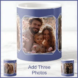 Caneca De Café Colagem de Foto do Dia 3 do Pai do pai Azul Modern