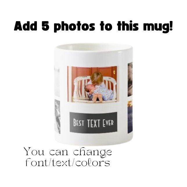 Caneca De Café Colagem de Foto Personalizada Melhor (SEU TEXTO) d (Criador carregado)