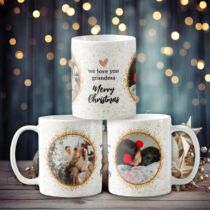 Caneca De Café Colagem de Fotografias com Glitter Moderno de Nata