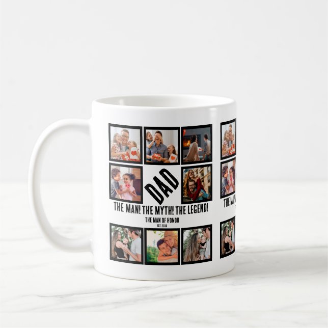 Caneca De Café Colagem de Fotografias com Oferta de Pai Engraçado (Esquerda)