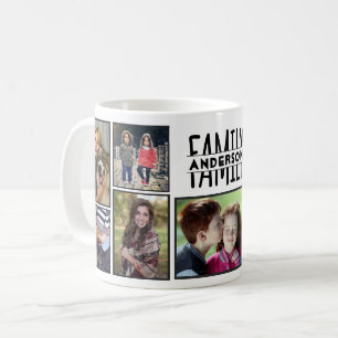 Caneca De Café Colagem de Fotografias da Família 9 Imagens Adicio