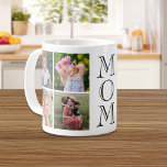 Caneca De Café Colagem de Fotografias da Mãe 8<br><div class="desc">Caneca personalizada para a melhor mãe que já apresentou oito colagens fotográficas e "MOM" em tipografia elegante.</div>