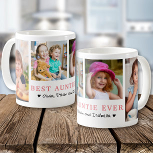 Caneca De Café Colagem de Fotografias da Melhor Tia Personalizada