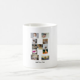 Caneca De Café Colagem de Fotografias design Letra H