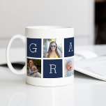 Caneca De Café Colagem de Fotografias do Avô Personalizado<br><div class="desc">Crie um doce guardião para um querido avô neste Dia dos Dias de os pais ou Avós com este simples design que apresenta seis das suas fotografias favoritas do Instagram, organizadas num esquema de colagem com quadrados alternados em azul marinho, soletrando "Vovô". Personalize com fotos favoritas de seus netos para...</div>