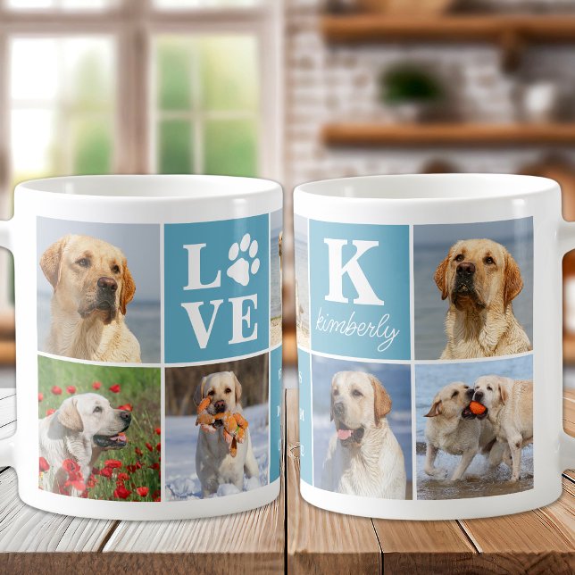 Caneca De Café Colagem de Fotografias do LOVE Paw 7 Personalizado (Criador carregado)