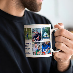 Caneca De Café Colagem de Fotografias do Melhor Pai Moderno