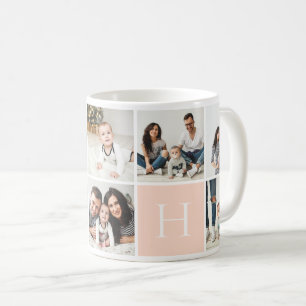 Caneca De Café Colagem de Fotografias do Monograma 9 da Família P
