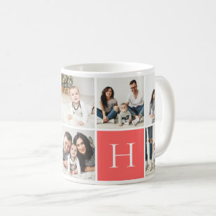 Caneca De Café Colagem de Fotografias do Monograma 9 da Família P