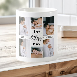 Caneca De Café Colagem de Fotografias do Primeiro Dia de os pais 