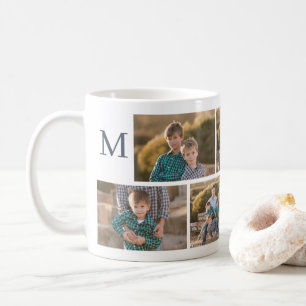 Caneca De Café Colagem de Fotografias Moderna com Monograma